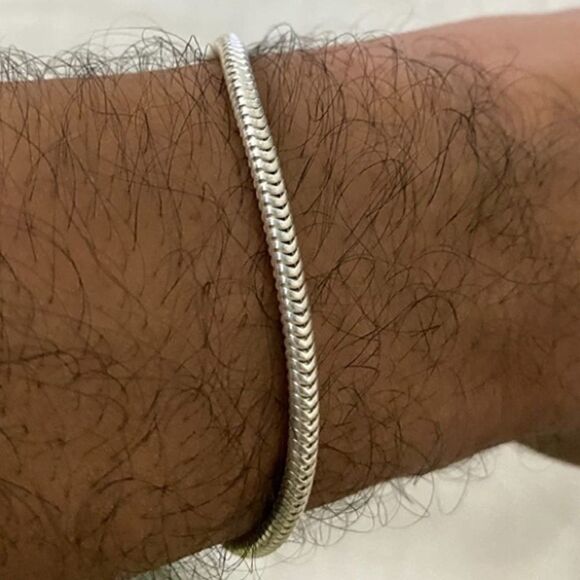 Men’s Sterling Silver Snake Chain Bracelet - Picture 1 of 9